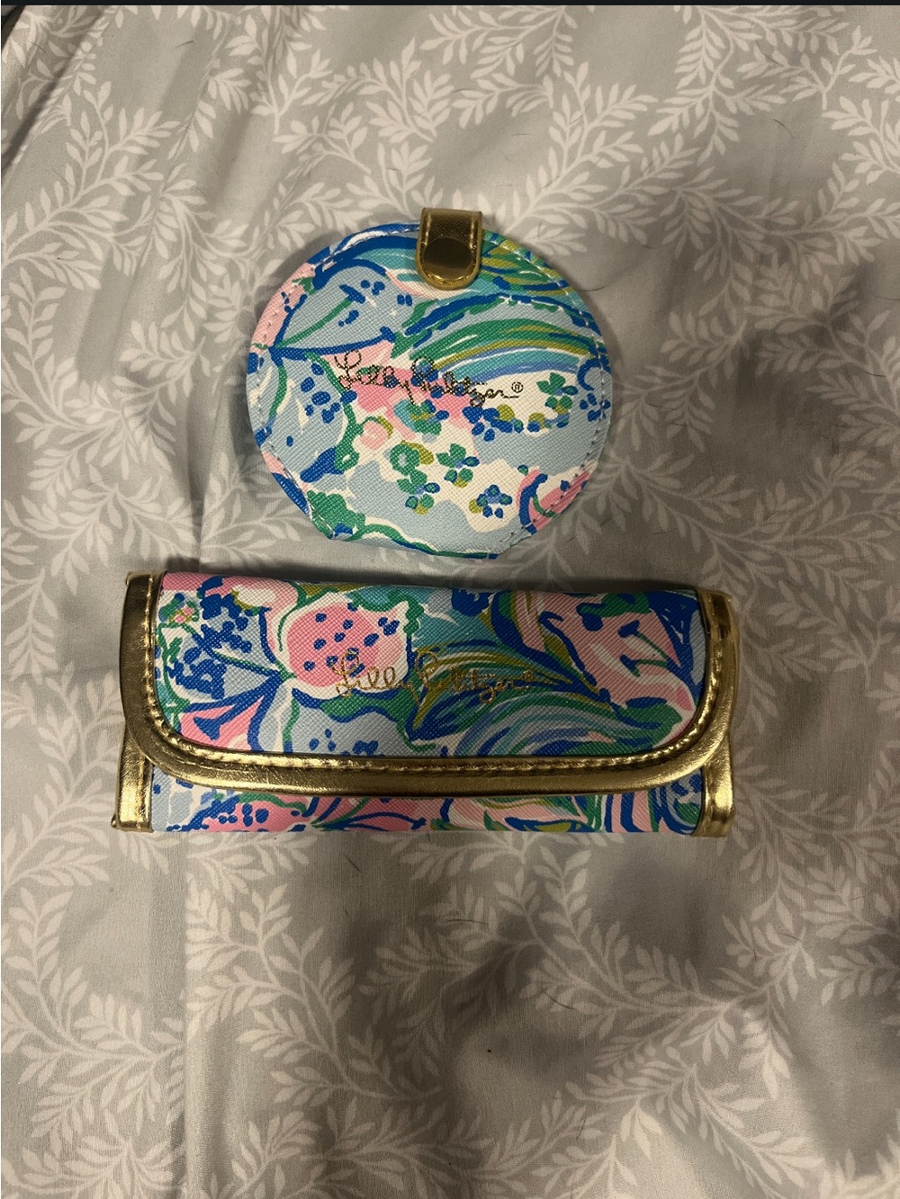 Lilly Pulitzer Pink & Blue Floral Wallet Set